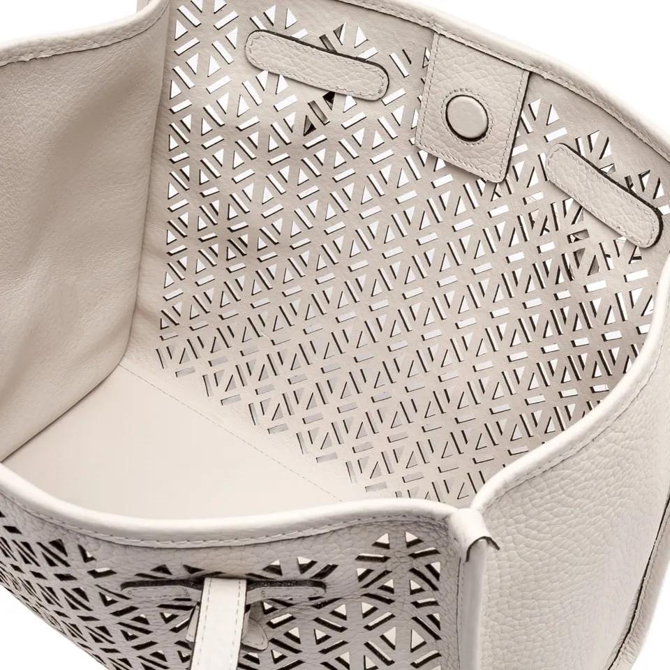 Gianni Chiarini Shoppers & Totes Marcella Perforated Double Bubble Leather Shoulder in beige
