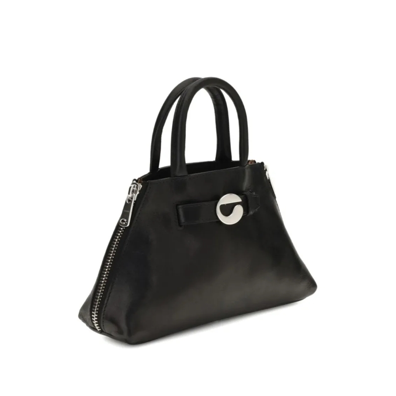 Coperni Schultertasche Trapezoidal Black Calfskin Leather Bag Black