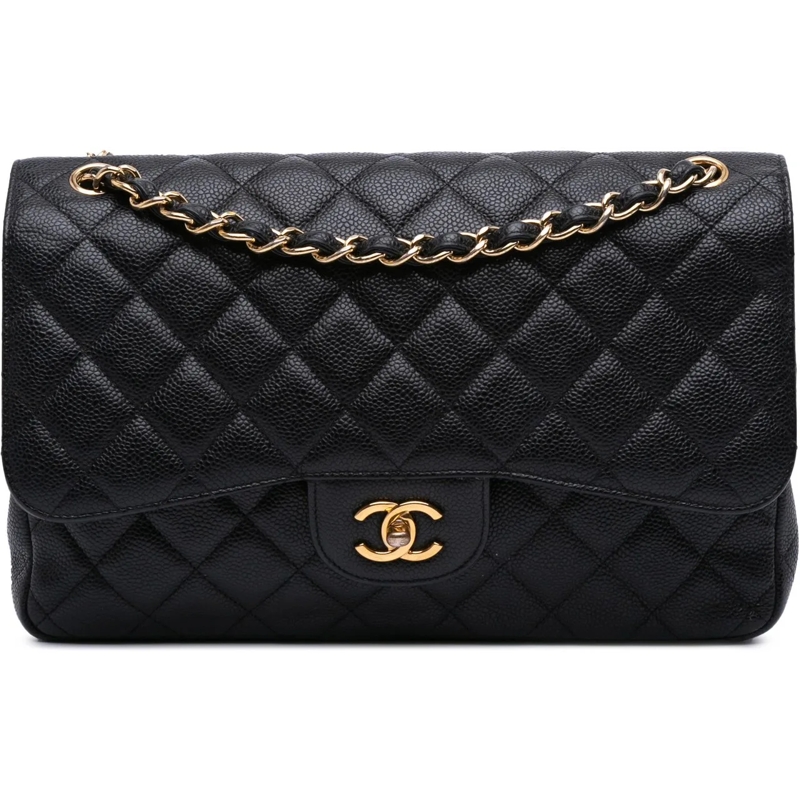 Chanel Sac à bandoulière Jumbo Classic Caviar Double Flap schwarz
