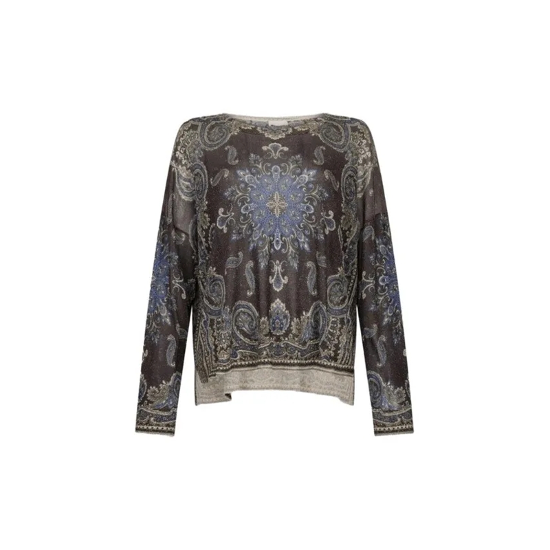 LIU JO  Long-Sleeved Brown Sweatshirt With All-Over Print Grey