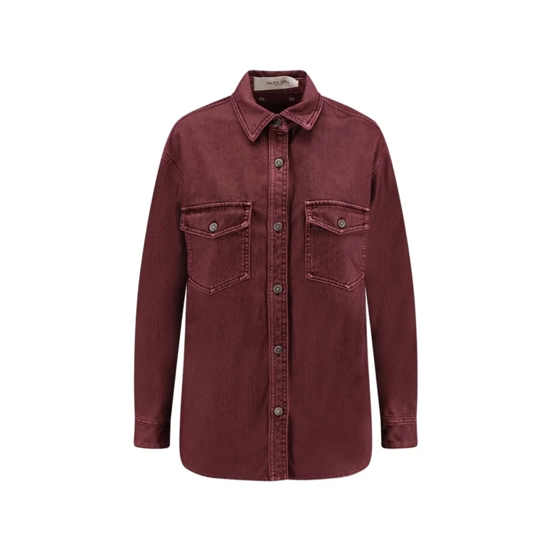 Golden Goose Overhemd Relaxed Fit Button-Down Shirt With Vintage Texture Brown