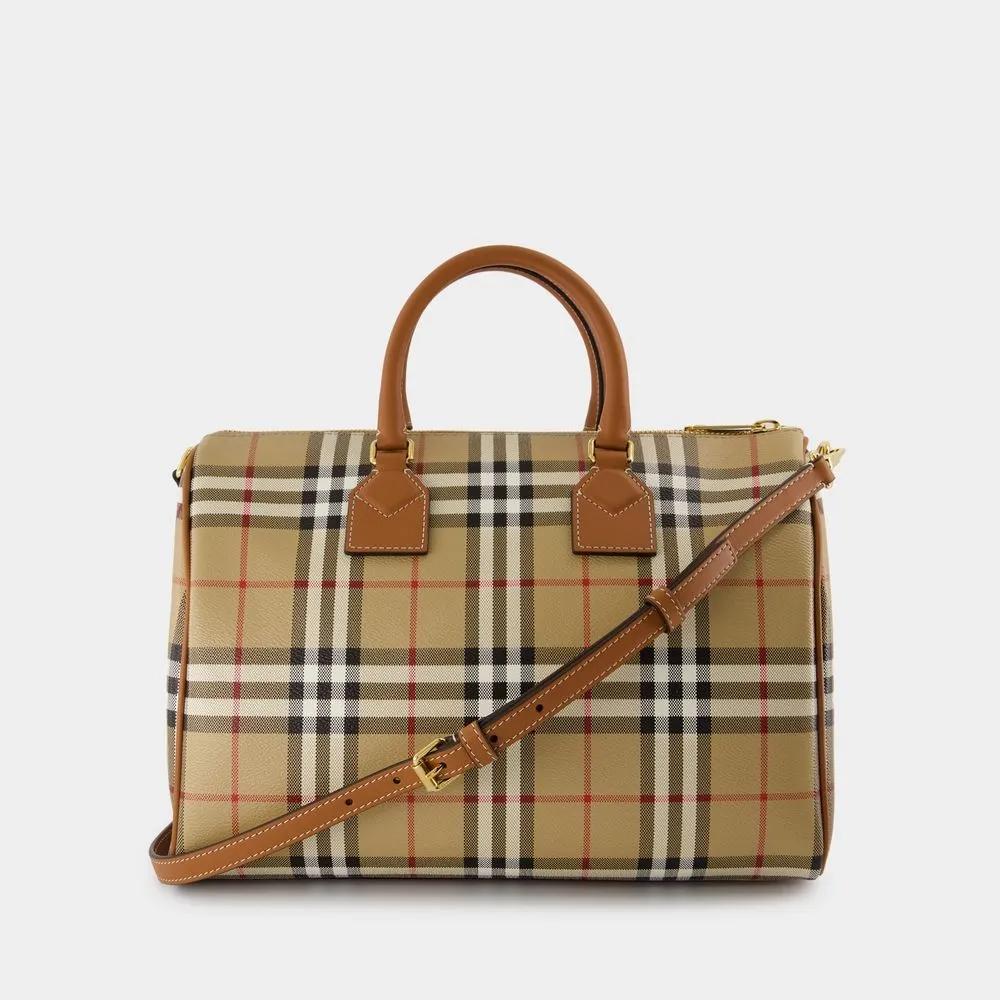 Burberry Hobo bags Medium Bowling Purse Synthetic Leather Brown in bruin