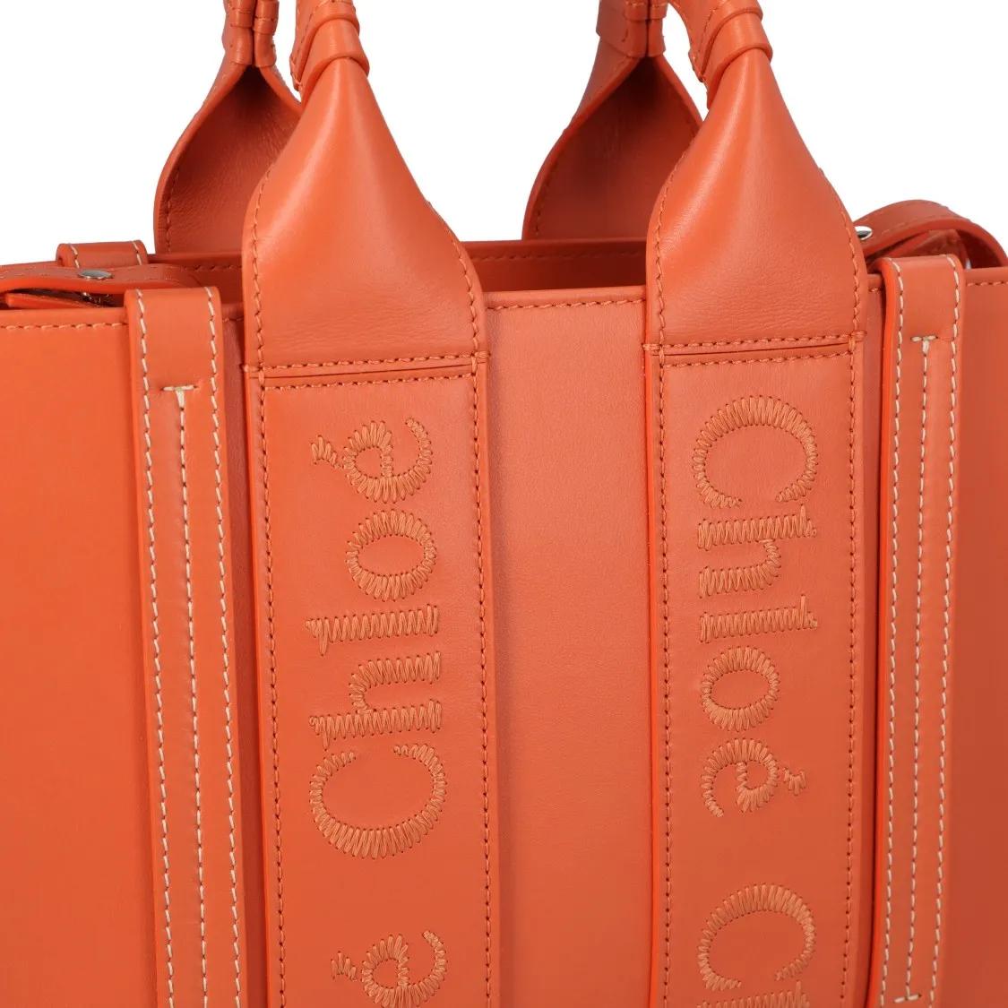 Chloé Shoppers & Totes Small Woody Tote Bag Orange in oranje