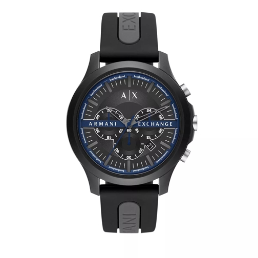 Armani Exchange Chronograph Black and Gray Silicone Watch Schwarz Chronographe