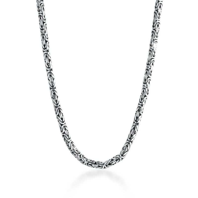Kuzzoi Mittellange Halskette Halskette Herren Basic Königskette Oxidiert Cool 9 silber