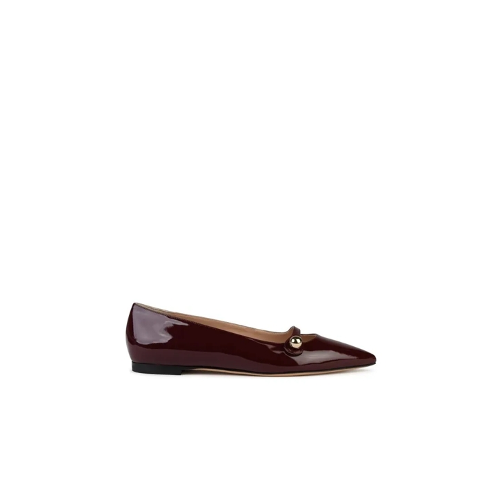 Casadei Cleo Burgundy Shiny Leather Ballet Flats Burgundy Ballerina