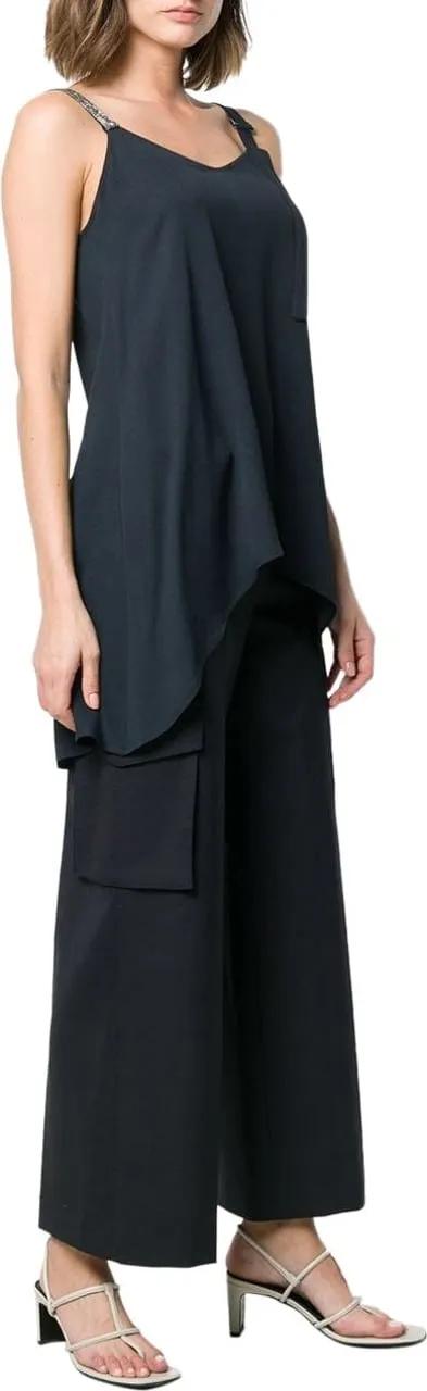 Thumbnail - Fabiana Filippi - V-Neck Asymmetrical Hem Top - Größe 42 - blue