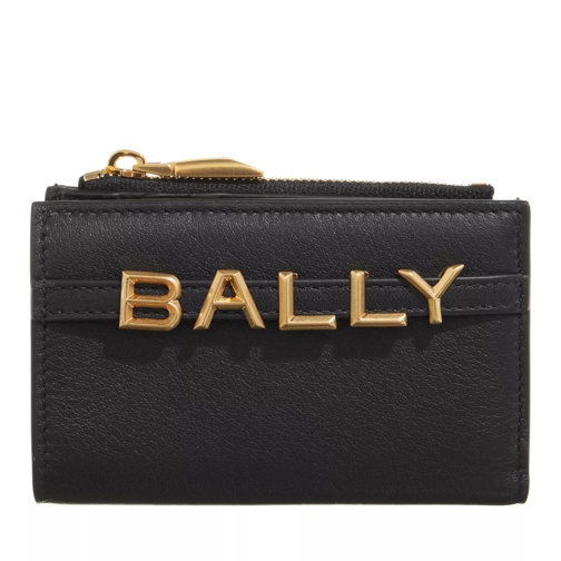 Bally Logo Compact W Black+Oro Tvåveckad plånbok