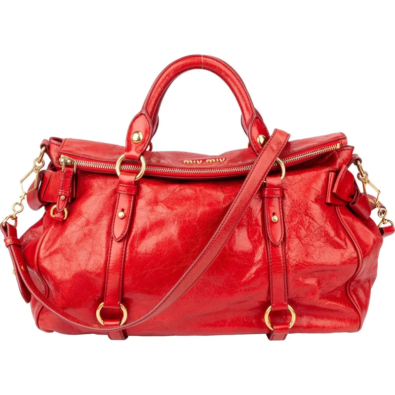 Miu Miu Tote Miu Miu Classic Leather City Handbag rot