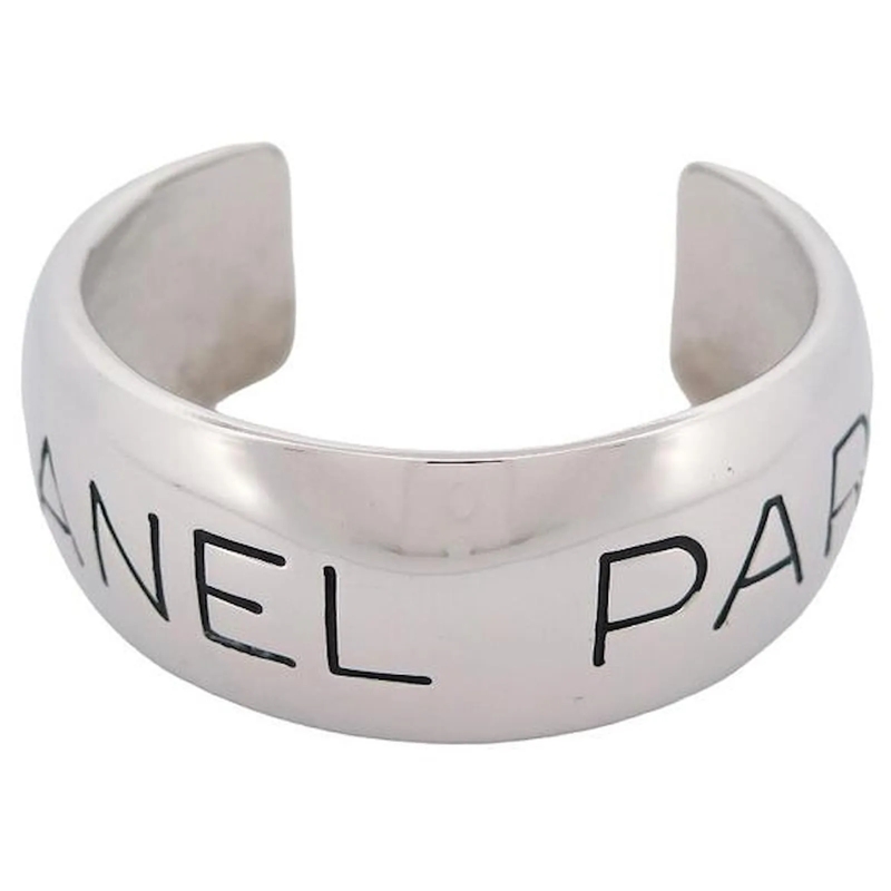 Chanel Armband VINTAGE ARMBAND CHANEL MANCHETTE LOGO 1996 T17 MET silber