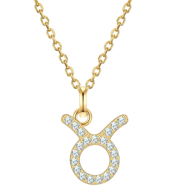 Glanzstücke München Mittellange Halskette Sterling Silber Halskette Zirkonia Sternzeichen St gold