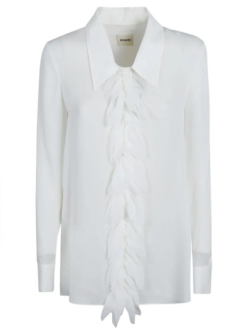 Khaite - Ivory White Silk Georgette Blouse - Größe 6 - weiß