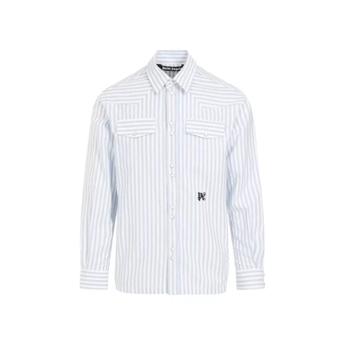 Palm Angels  Monogram Striped Off White Cotton Shirt White