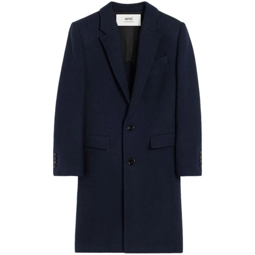 AMI Paris Übergangsjacke Navy Blue Wool Coat Blue