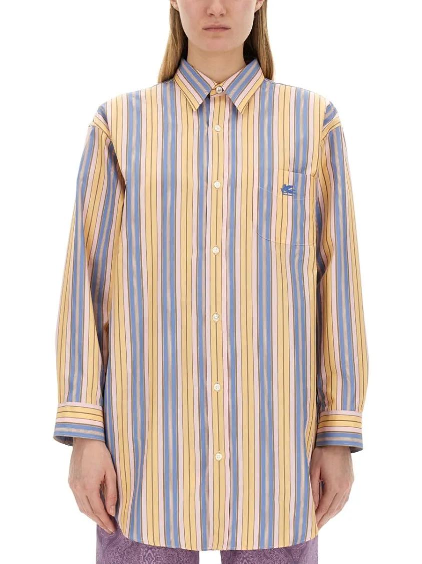 Thumbnail - Etro - Oversized Striped Cotton Etro Shirt - Größe 42 - bunt