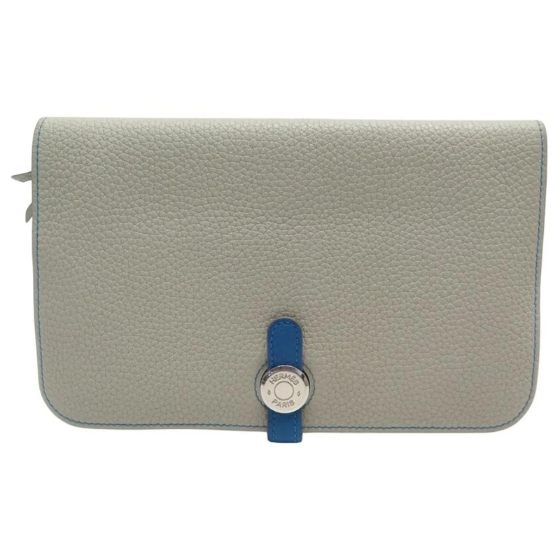 Hermès Geldbörse HERMES DOGON DUO TOGO LEDER GELDBÃ–RSE BLAU GRAU S mehrfarbig