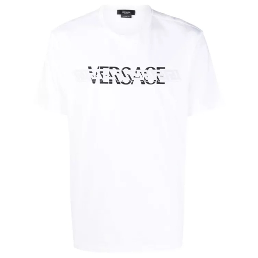 Versace White Cotton T-Shirt With Logo Print At The Chest White 