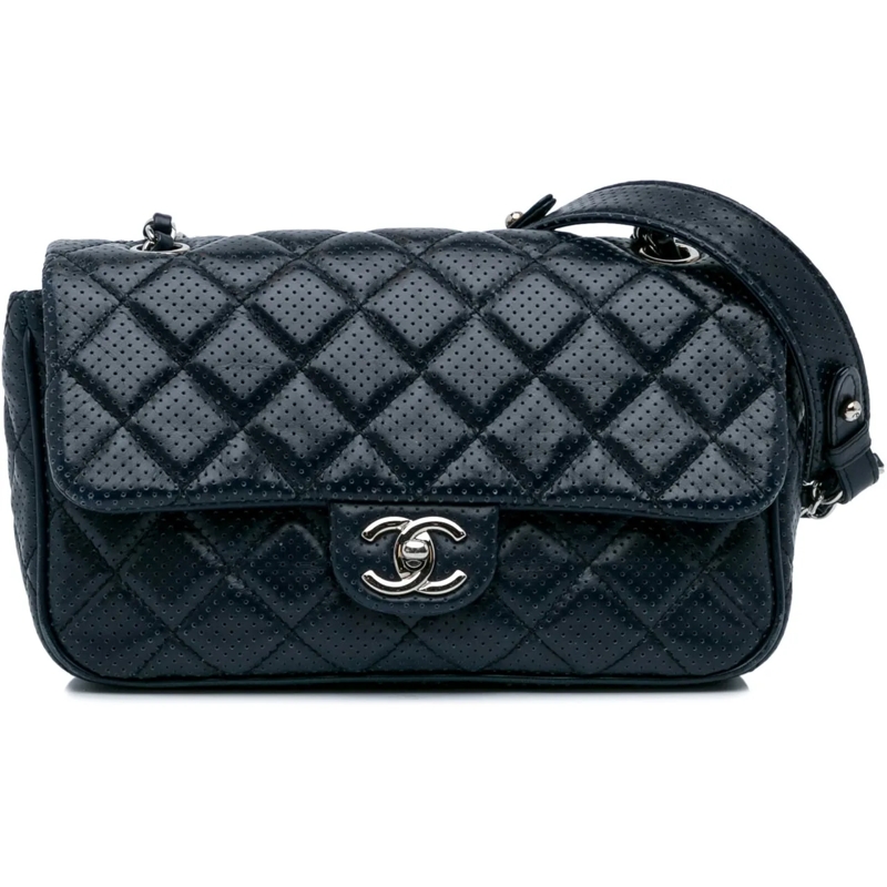 Chanel Sac à bandoulière Perforated Classic Mini Rectangular Flap blau