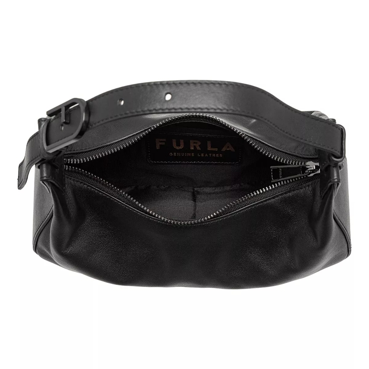 Furla black leather store shoulder bag