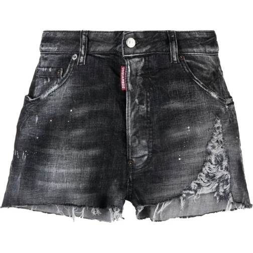 Dsquared2 Kurze Hosen Raw Cut Baggy Denim Shorts schwarz