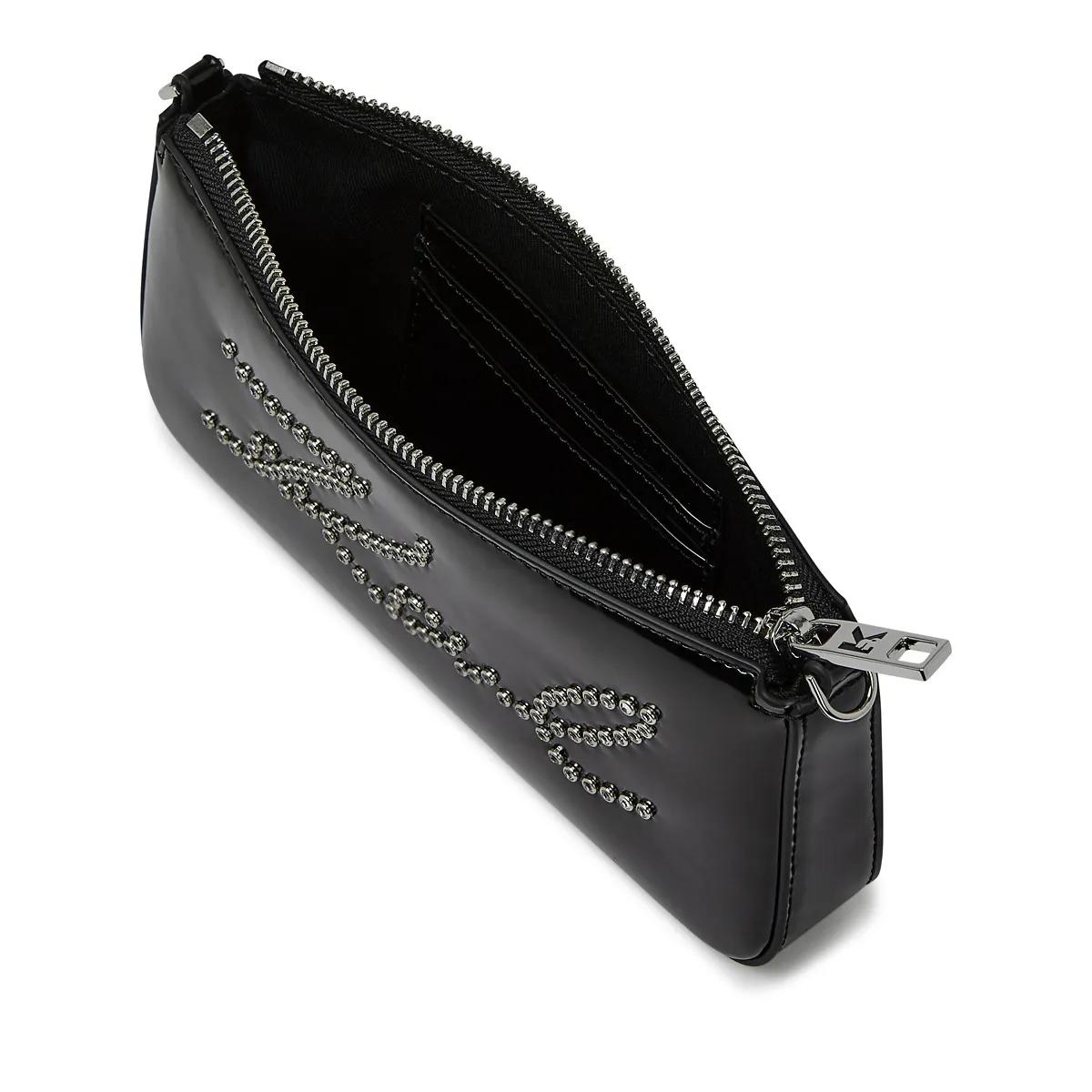 Thumbnail - Karl Lagerfeld Portemonnaie - K/SIGNATURE Beutel zum Umhängen mit Nieten - Gr. unisize - in Schwarz - für Damen