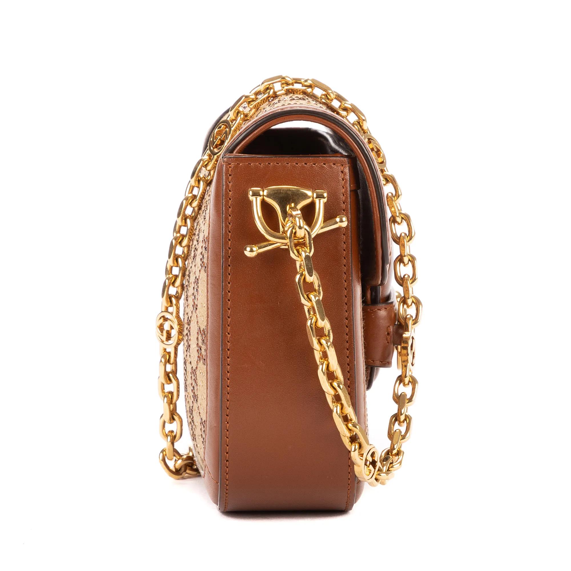 Thumbnail - Gucci Crossbody Bags - Rare Ltd. Ed. Horsebit 1955 Crystals Small - Gr. unisize - in Braun - für Damen