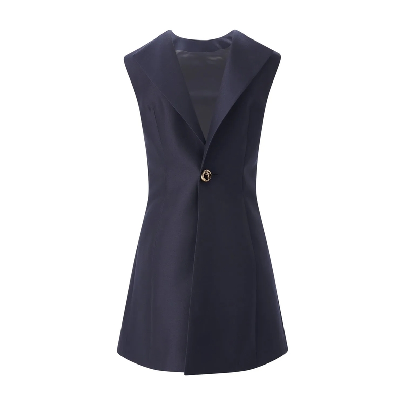 Balenciaga Minikleid Minikleid aus Woll-Seide-Mix dunkelblau(Image 3)