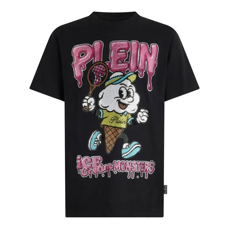 Philipp Plein T-Shirt Round Neck T-Shirt Tennis Ice Cream schwarz