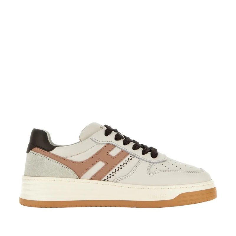 Hogan Lage-top sneaker Ivory And Taupe Leather Sneakers Neutrals
