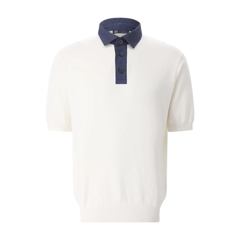 Paul & Shark Polohemd Poloshirt mit Seide & Baumwolle weiß