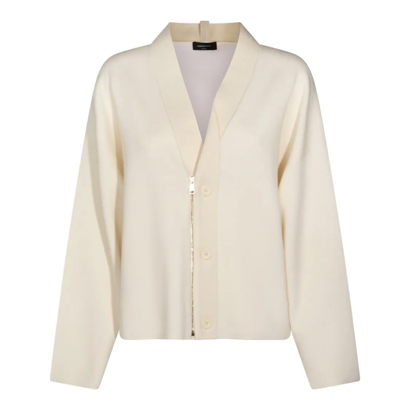 Fabiana Filippi Vest White V-Neck Buttoned Knit Top Neutrals