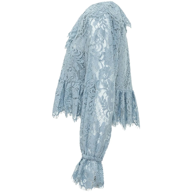 MICHAEL Michael Kors Bluse Top in Pizzo con Scollo a V e Maniche Lunghe blau(Image 3)