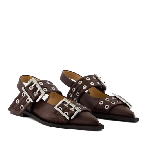 GANNI Feminine Buckle Ballerinas - Synthetic Leather - B Brown Ballerine