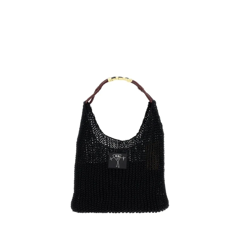 Plan C Fourre-tout Mesh Shopping Bag With Braided Handle Black