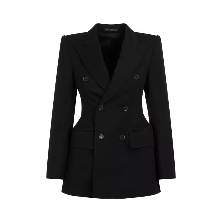 Balenciaga - Db Hourglass Black Wool Jacket - Größe 36 - black