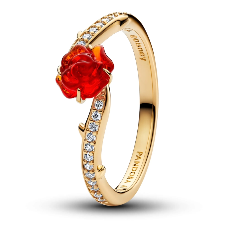Pandora Pavéring Disney Die Schöne & das Biest Rose 14k vergoldeter Gold