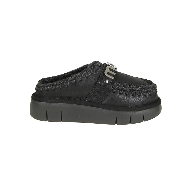 Mou Laarzen Moccasin-Inspired Black Slip-On Ankle Boots With W Black