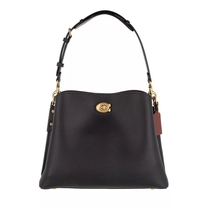 Coach Tote Polished Pebble Leather Willow Shoulder Bag Black