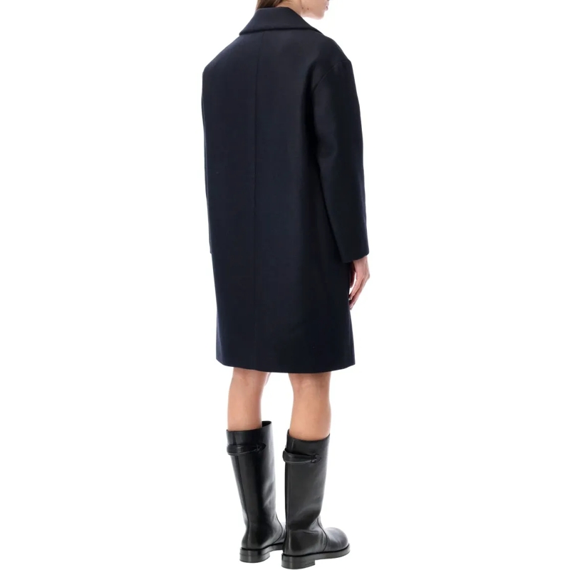 A.P.C. Manteaux de tanche Ninon Navy Wool Coat Black
