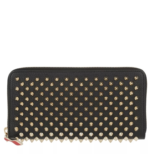 Christian Louboutin Panettone Zip-Around Wallet Leather Black/Gold Portemonnaie mit Zip-Around-Reißverschluss