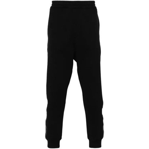 Alexander McQueen Black Logo-Stripe Tapered Pants Black 