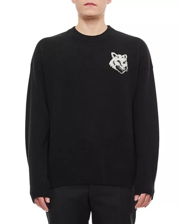 Thumbnail - Maison Kitsune - Fox Head Intarsia Logo Sweater - Größe M - schwarz