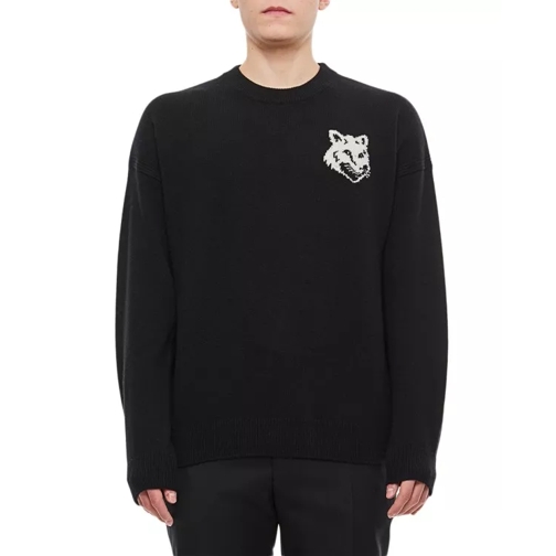 Maison Kitsune  Fox Head Intarsia Comfort Jumper Black