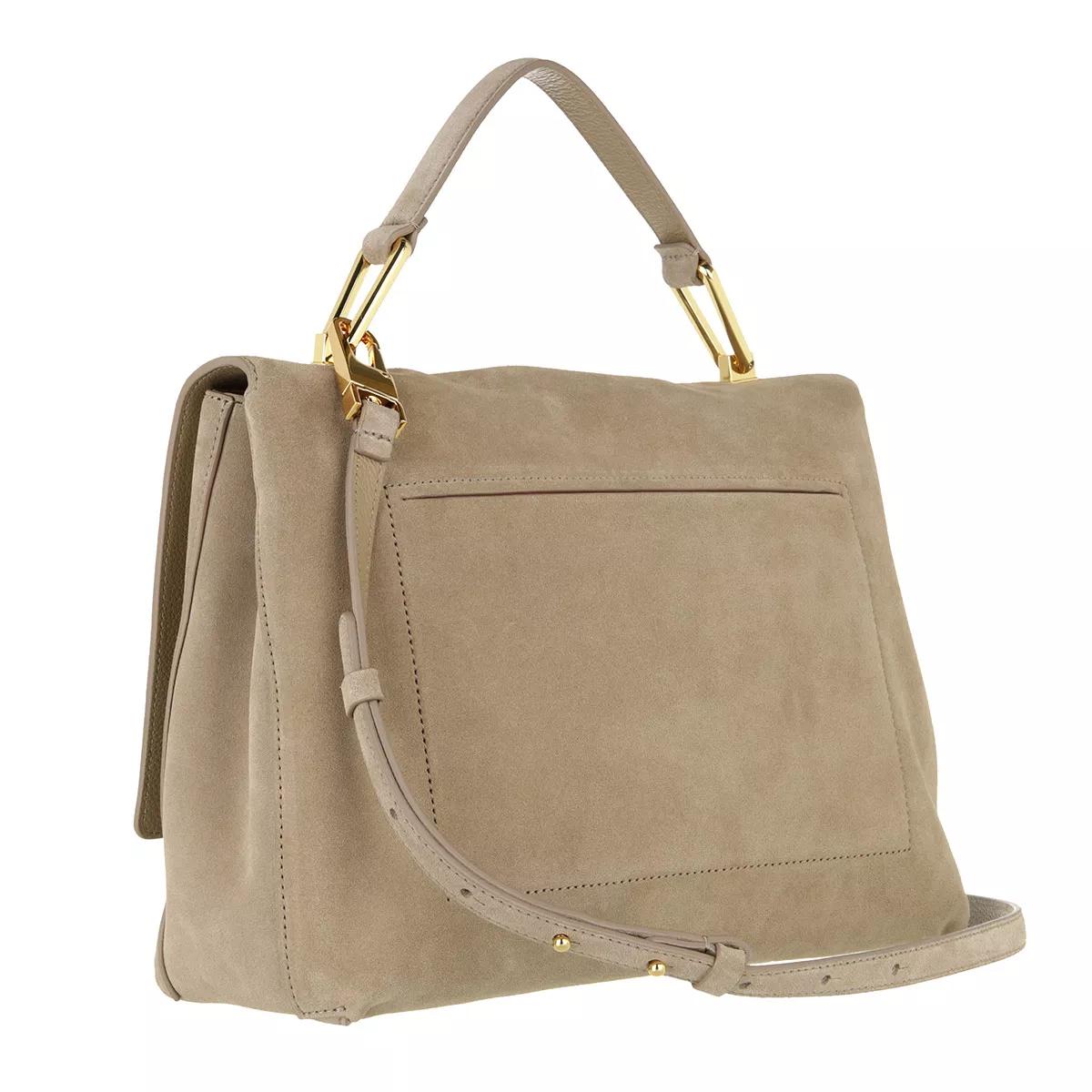 Coccinelle Satchels Handbag Suede Leather in beige
