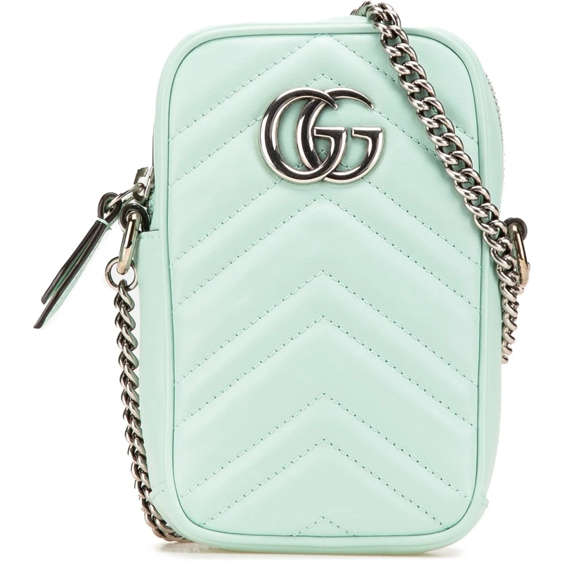 Gucci Schultertasche Mini GG Marmont Matelasse Leather Crossbody grün