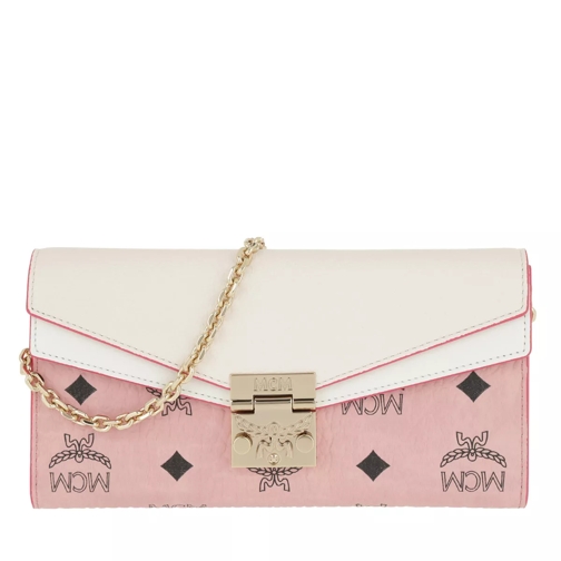 MCM Patricia Visetos Leather Block Flap Wallet Soft Pink/Shell Kedjeplånbok