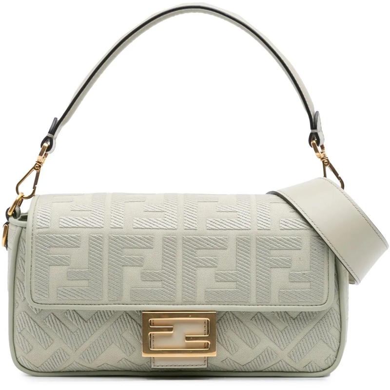 Fendi Sac à bandoulière Zucca Embroidered Canvas Baguette Satchel grün
