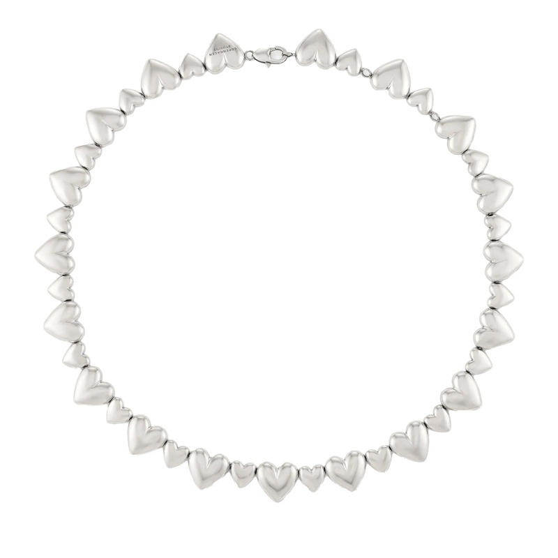 Copenhagen Mittellange Halskette Edelstahl Halskette - Puffy Hearts silber