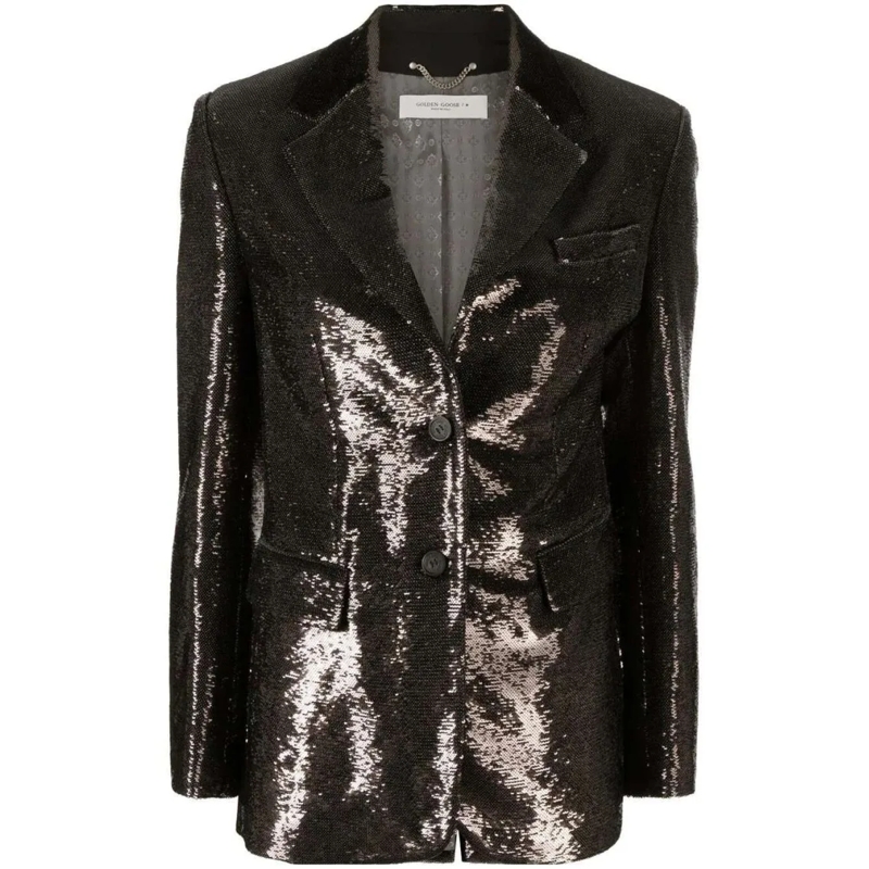 Golden Goose Blazer Single-Breasted Black Sequin Blazer Brown