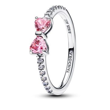 Pandora Funkelnde Rosafarbene fashionable Schleife Ring